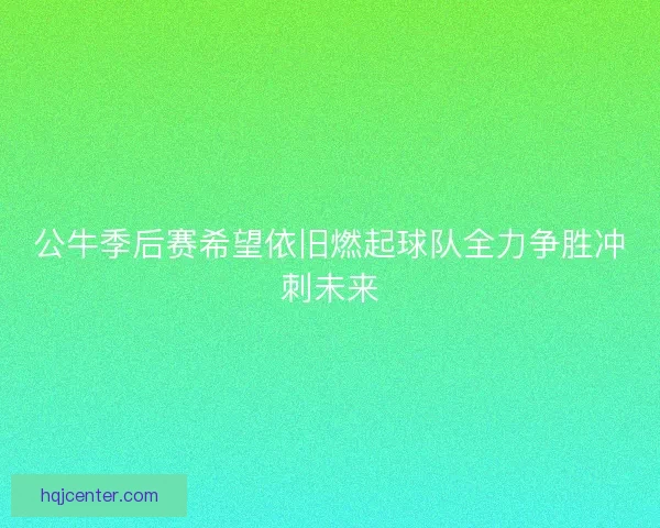 公牛季后赛希望依旧燃起球队全力争胜冲刺未来